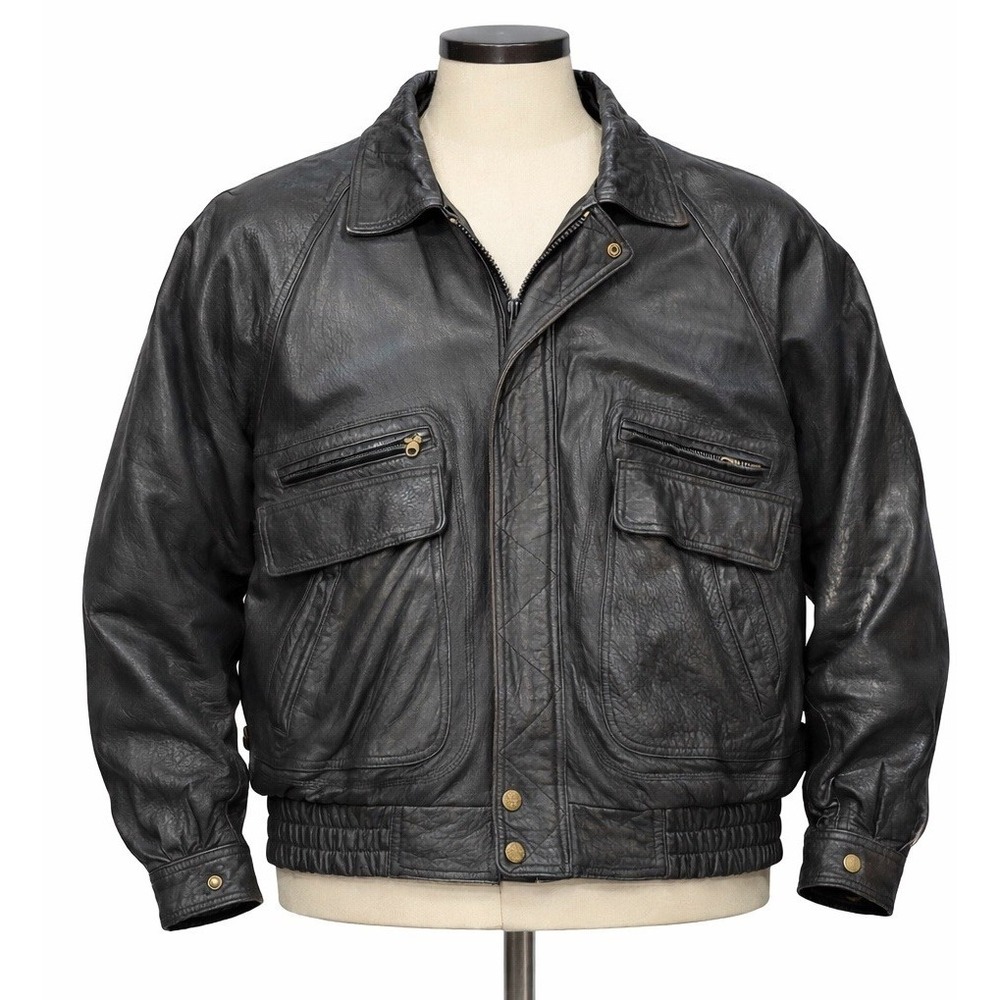 Men's Pele Sport Black Leather Jacket Size X-Large XL